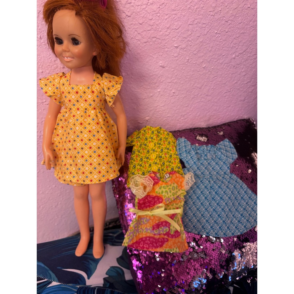 Handmade Clothes Lot Vintage Ideal Crissy Doll 4 Piece Outfit Mixed Print